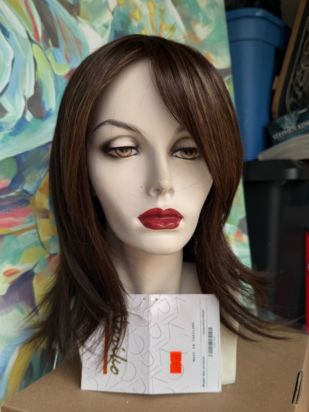 Chestnut Brown Layered Synthetic Wig with Side-Swept Bangs